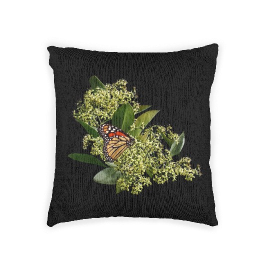Monarch Butterfly on Euonymus Woven Pillows