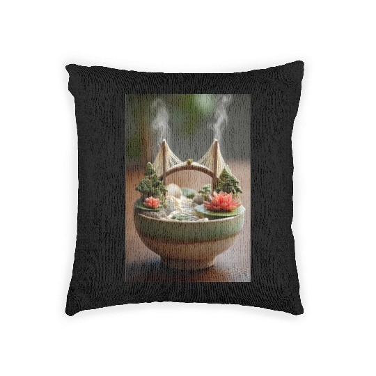 Ramen Bridge Art Bowl Woven Pillows