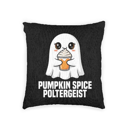 PUMPKIN SPICE POLTERGEIST - GHOST HALLOWEEN Woven Pillows