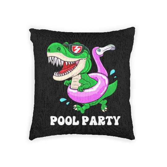 Pool Party Squad Dinosaur Swimming Woven Pillows