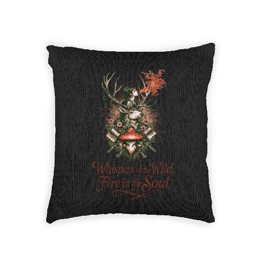 Mystical Forest Spirit Illustration Woven Pillows
