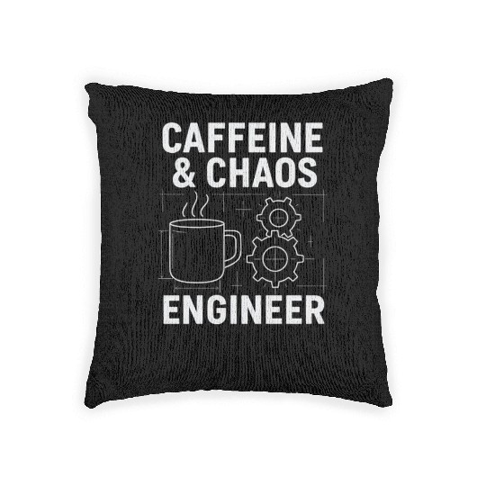 Caffeine & Chaos Engineer - Funny Coffee Tech Gift Woven Pillows