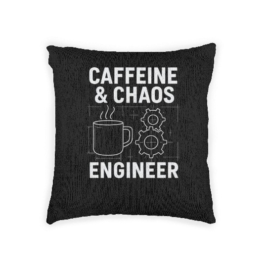 Caffeine & Chaos Engineer - Funny Coffee Tech Gift Woven Pillows