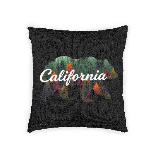 California Bear Forest Scene Woven Pillows