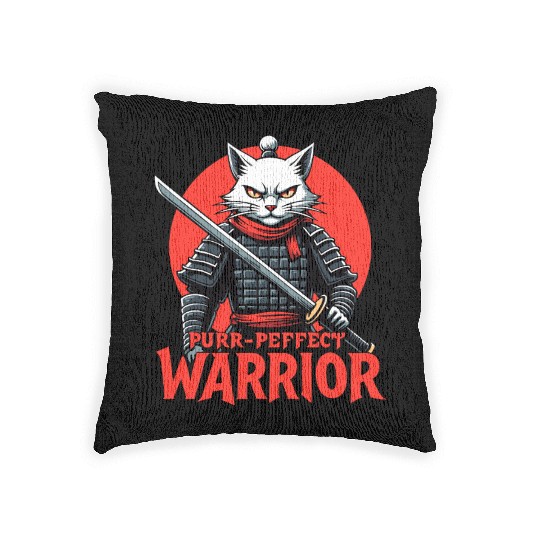 Purr-Perfect Warrior Cat Design Woven Pillows