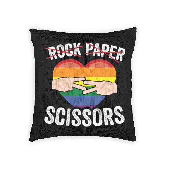 Funny Rock Paper Scissors LGBTQ LGBT Community Woven Pillows