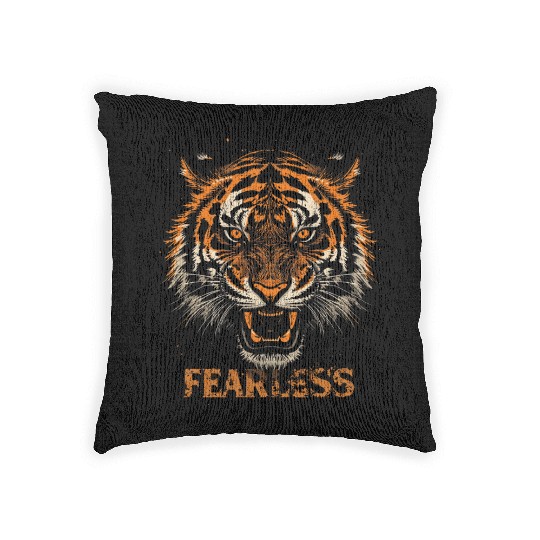 Fearless Tiger Expression Design Woven Pillows