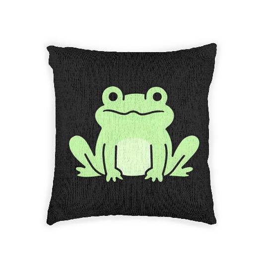 Lime Green Cartoon Frog Design Woven Pillows