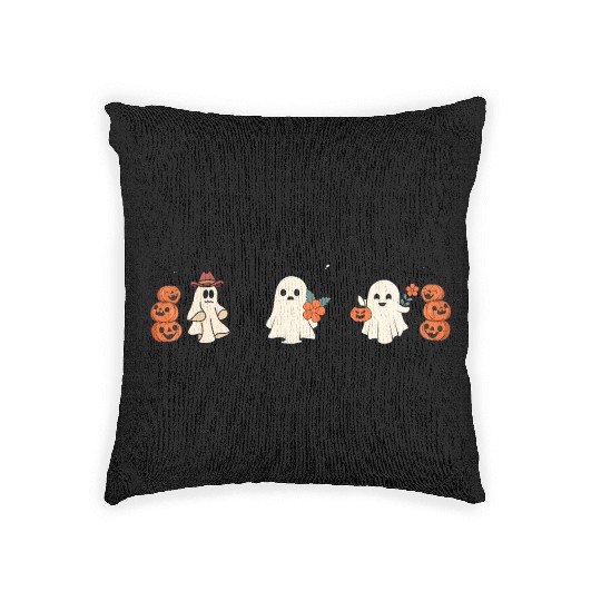 Spooky Crew Bring Flower and Pumpkin Woven Pillows