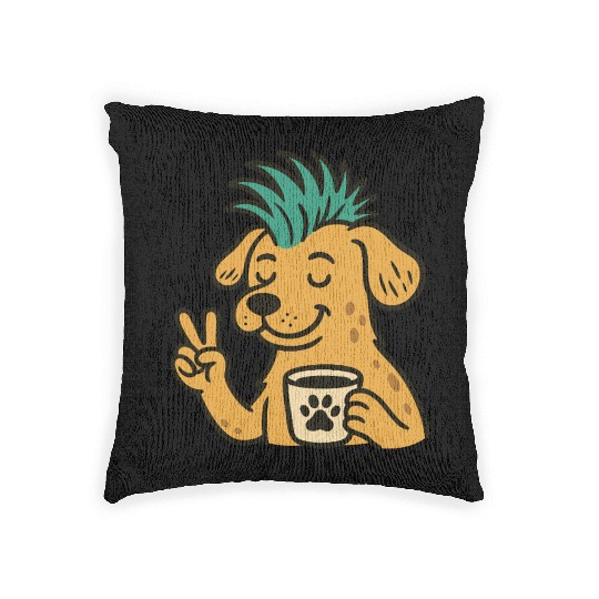 Peaceful Puppy with Green Hair Woven Pillows