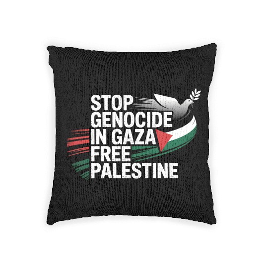 Free Palestine Now – End Genocide in Gaza Woven Pillows