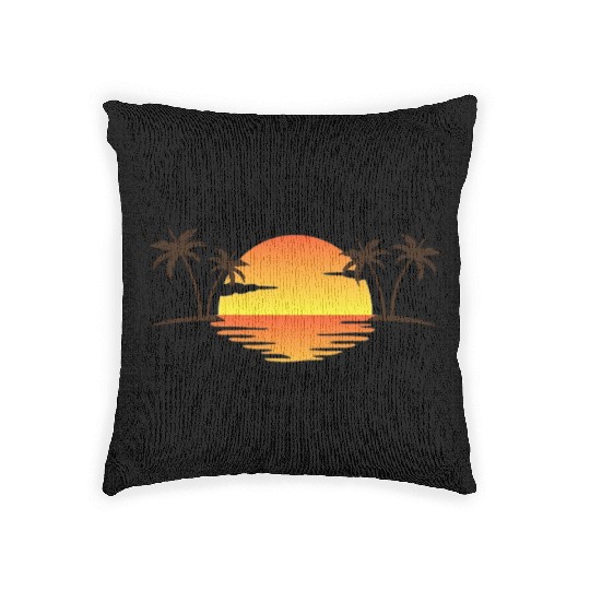 Serene Tropical Sunset Vibes Ocean Horizon Woven Pillows