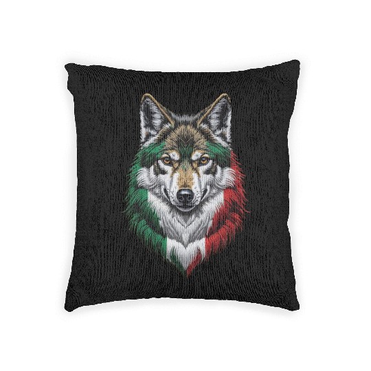 Italian Wolf Head Green White Red National Flag Woven Pillows