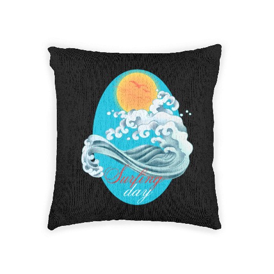 World Surfing Day Design Woven Pillows