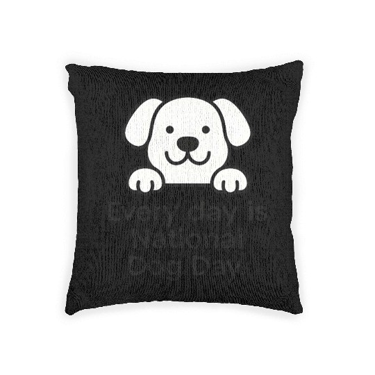Playful Puppy Dog Day Design Woven Pillows