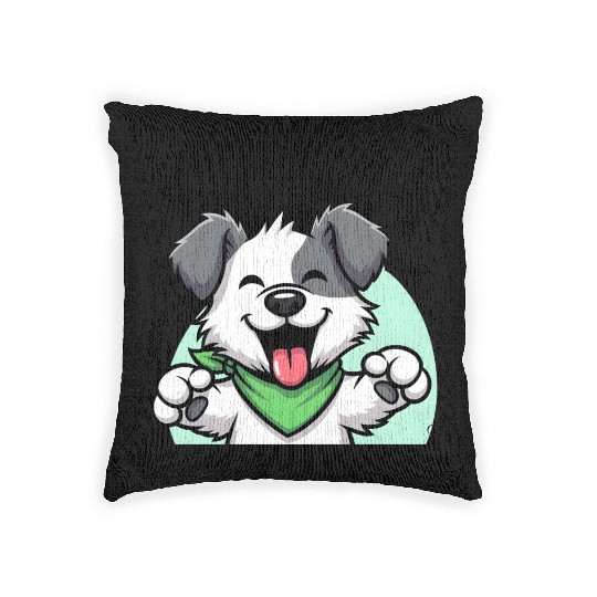 Joyful Dog Cartoon Design Woven Pillows