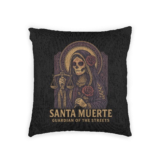 Santa Muerte – Mexican Folk Art Streetwear Woven Pillows