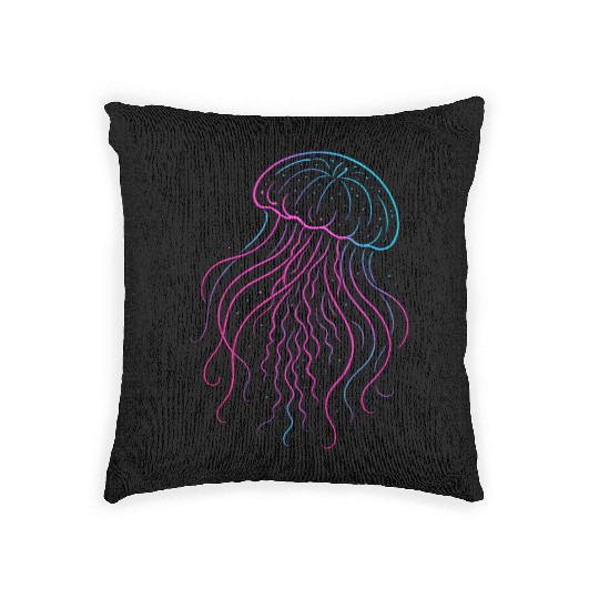 Neon Jellyfish Underwater Glow Woven Pillows