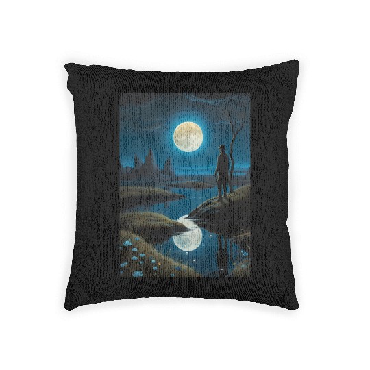 Mystic Night Under the Full Moon Woven Pillows