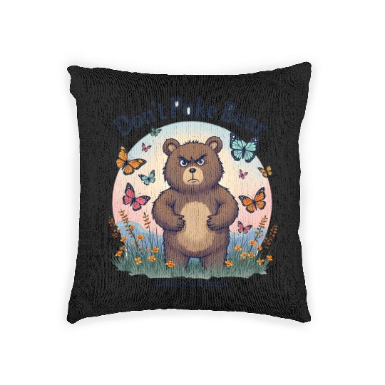 Don't Poke Bear Illustration design for women Woven Pillows