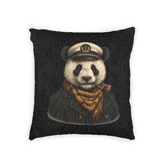 Captain Panda The Hipster Sea Commander Woven Pillows