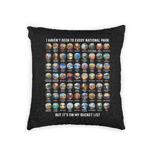 All US National Park Checklist Bucket List Woven Pillows