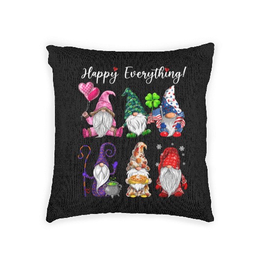 Happy Everything Gnomes Every Seasons All Year Woven Pillows