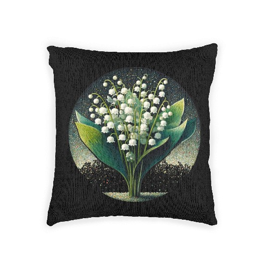 Mystical Lily of the Valley Illustration Woven Pillows