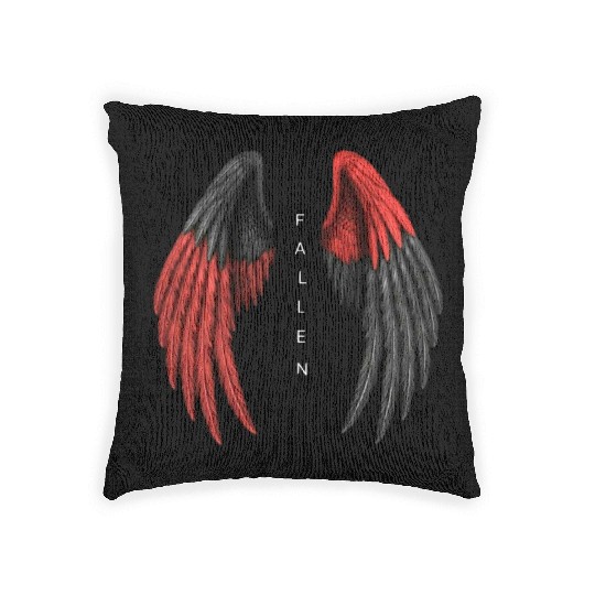 Red and Black Angel Wings Illustration Woven Pillows