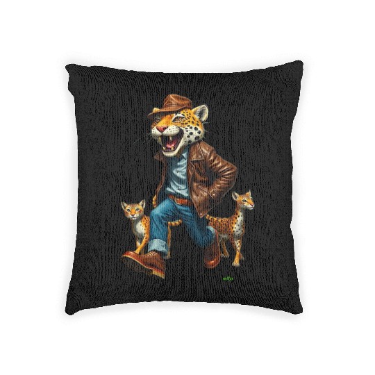 Happy Jack the Jaguar.   by m@xx. Woven Pillows