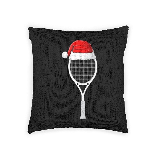 Festive Tennis Racket with Santa Hat Woven Pillows