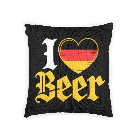 I Love Beer German Bier Funny Germany Flag Woven Pillows