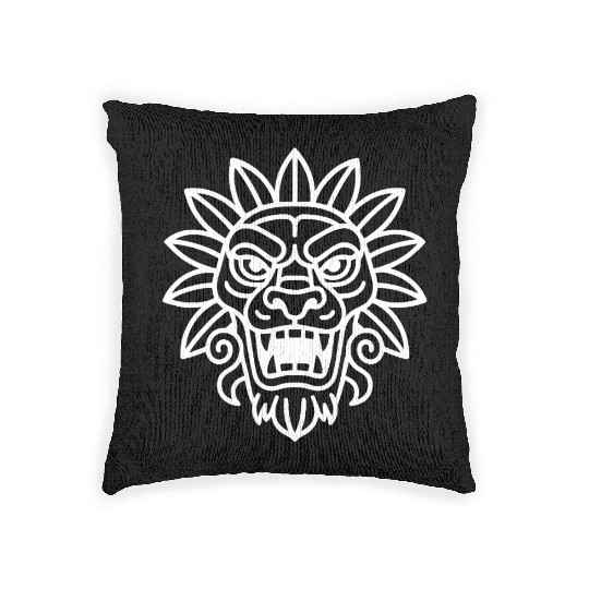 Aztec Feathered Serpent Artwork Woven Pillows