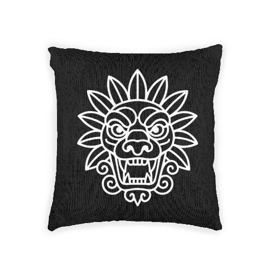 Ancient Aztec Quetzalcoatl Artwork Woven Pillows