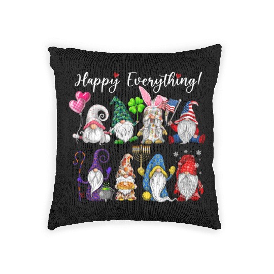 Happy Everything Gnomes Every Seasons All Year Woven Pillows