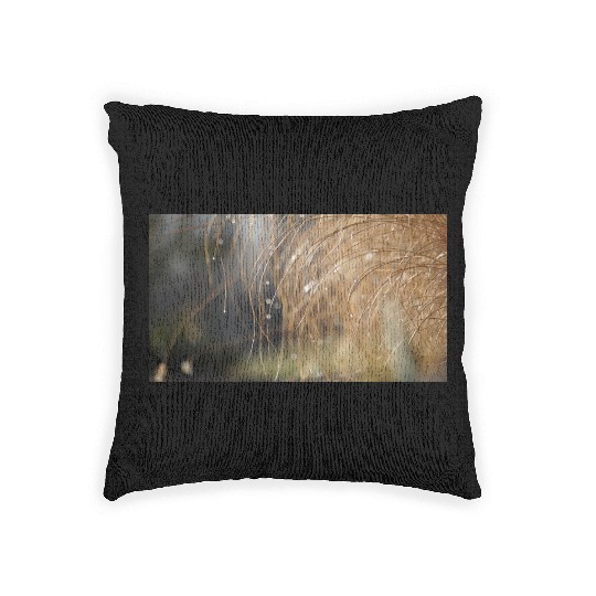 Tiny Dew Drops on Delicate Golden Grass Woven Pillows