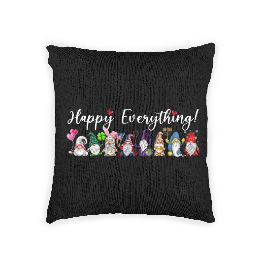 Happy Everything Gnomes Every Seasons All Year Woven Pillows