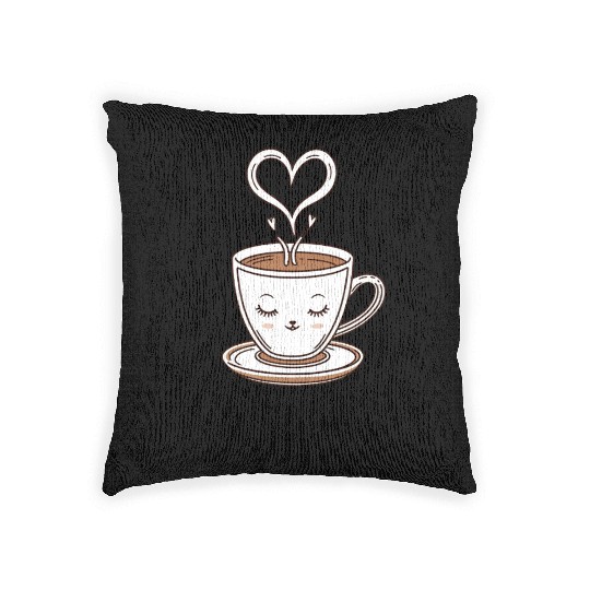 Charming Coffee Heart Illustration Woven Pillows