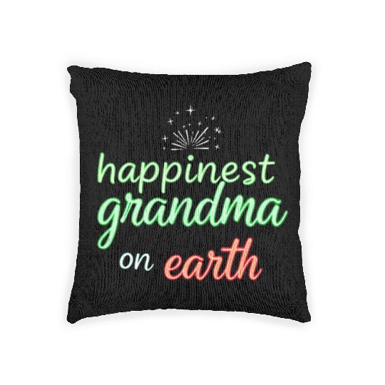 Happiest Grandma on Earth Neon Design Woven Pillows