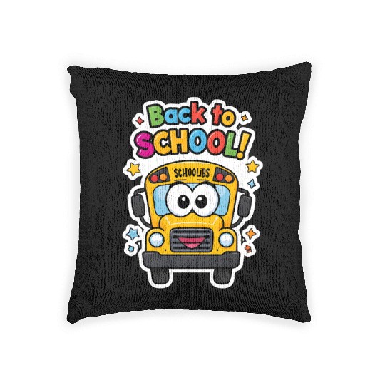 Back to School Happy School Bus Woven Pillows