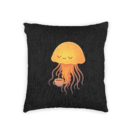 Whimsical Jellyfish Coffee Embrace Woven Pillows