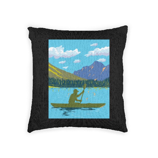 Kayak in Lake Josephine Glacier National Park WPA Woven Pillows
