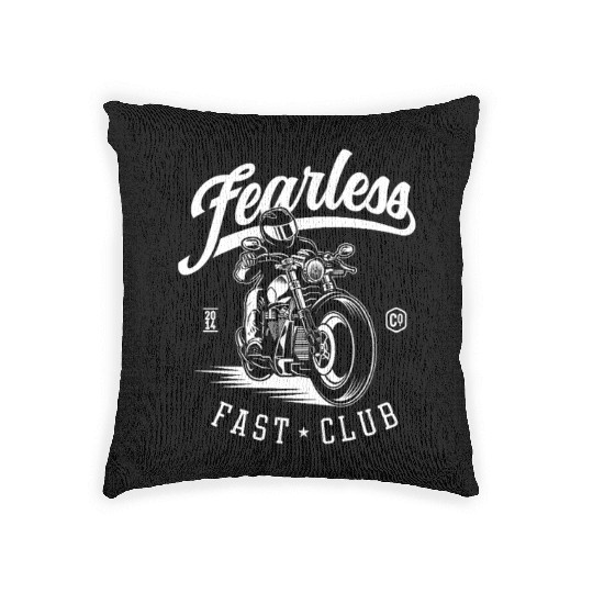 Fearless Motorcycle Club Logo Design Woven Pillows