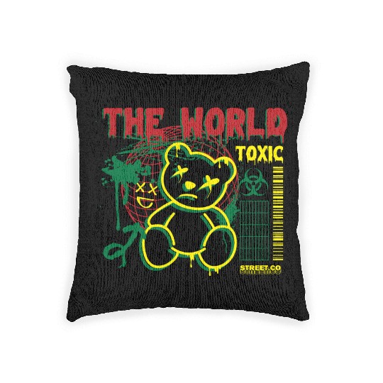 Toxic World Kawaii Bear Artwear Woven Pillows