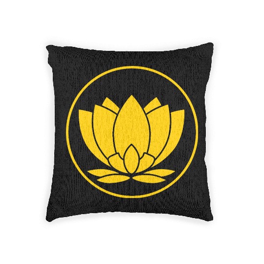 Minimalist Lotus Emblem Design Yellow Woven Pillows