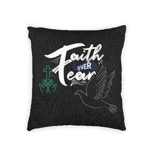 Faith Over Fear Inspirational Design Woven Pillows