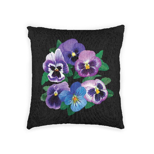 Circle of Purple Pansies Woven Pillows