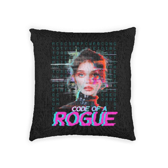 Futuristic Digital Rogue Illustration Woven Pillows