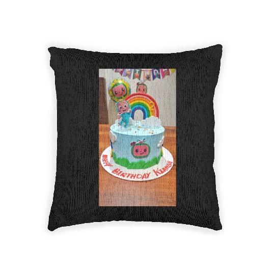 Colorful Toddler Birthday Rainbow Cake Woven Pillows