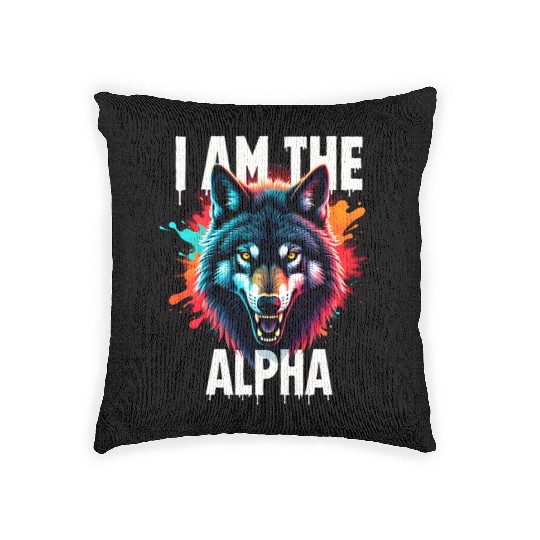 I Am The Alpha Wolf Woven Pillows